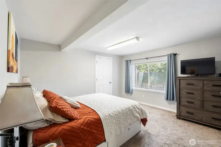 Spacious master bedroom with large walk-in closet