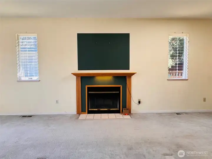 Warm, cozy fireplace.