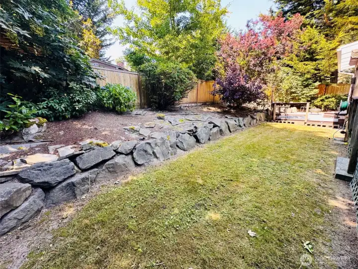 Landscaped, private backyard.
