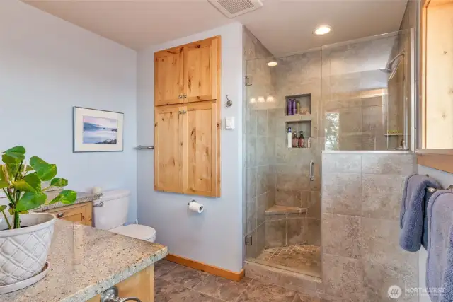 Large bathroom with storage