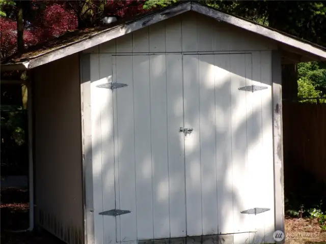 Sturdy garden shed is a storage solution.