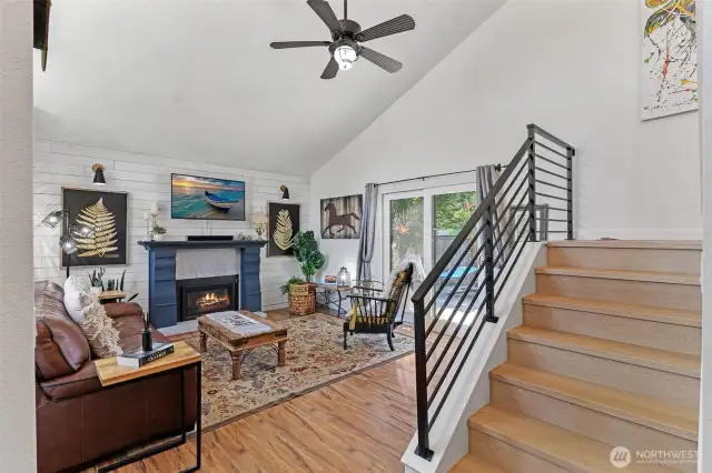 Stylish Feature wall Vaulted Ceilings and Custom Railings!