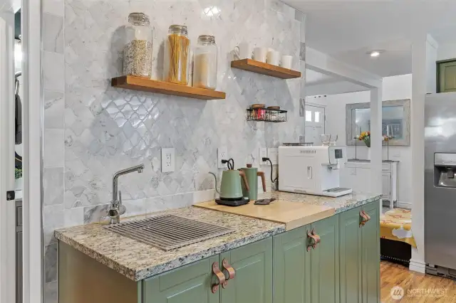 Custom Marble Feature Wall with Coffee Bar