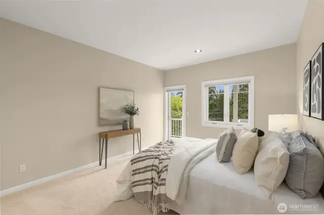 This bedroom also connects out to the upper deck
