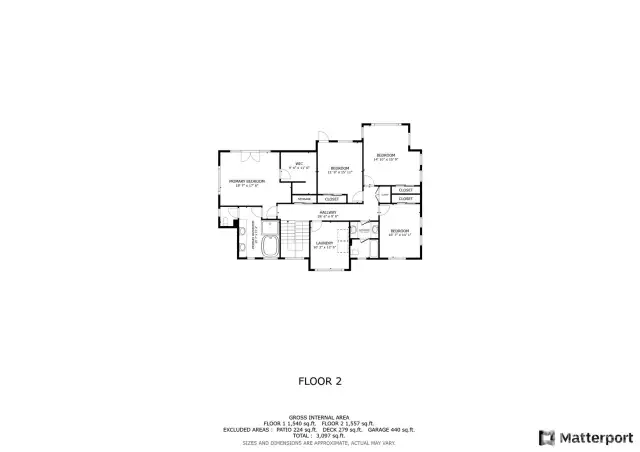 Floor plan for upper level