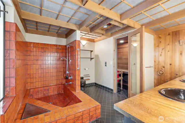 Primary Bath with roman tub and sauna