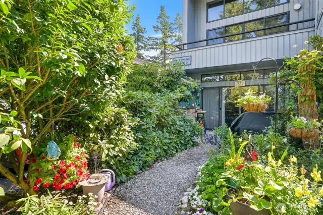 Entry to patio from parking lot