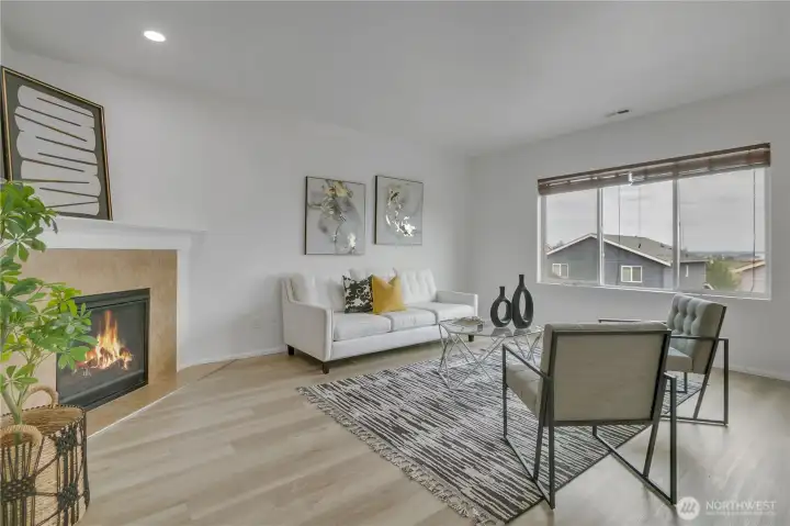 Large Windows in living room that bring in tons of natural light.