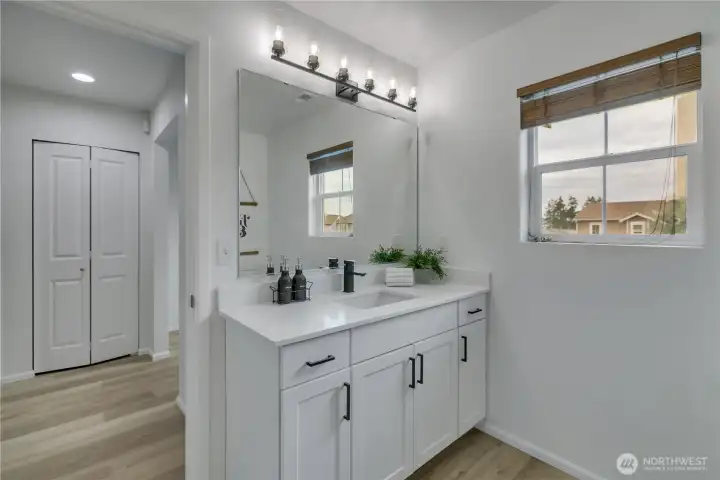 New Counter tops and lighting in Guest Bath