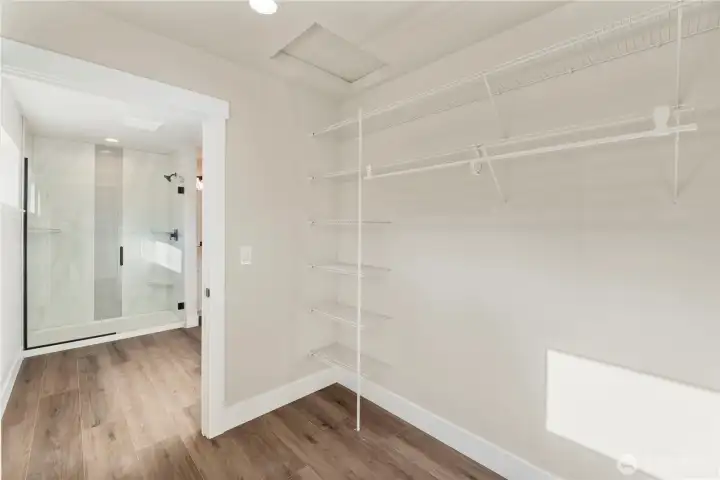 Large walk in closet in the primary.