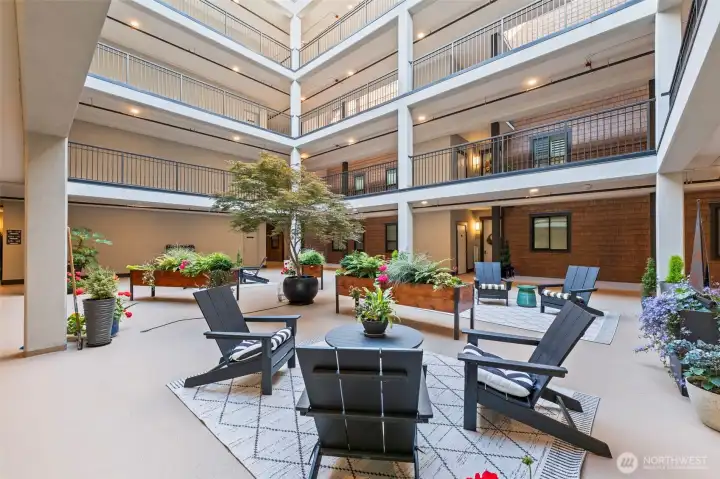 Fifth floor opens up to this serene courtyard with the community room nearby