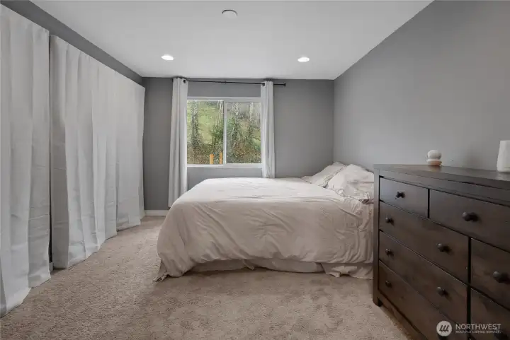 Primary bedroom with large closet space