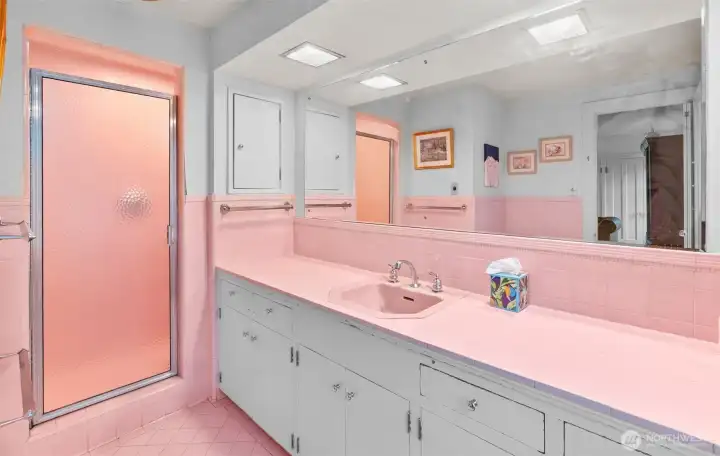 Custom French Tile 3/4 bath off den