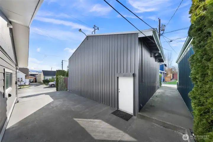 Man door entry to Shop.