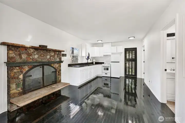 Beautiful wood burning fireplace