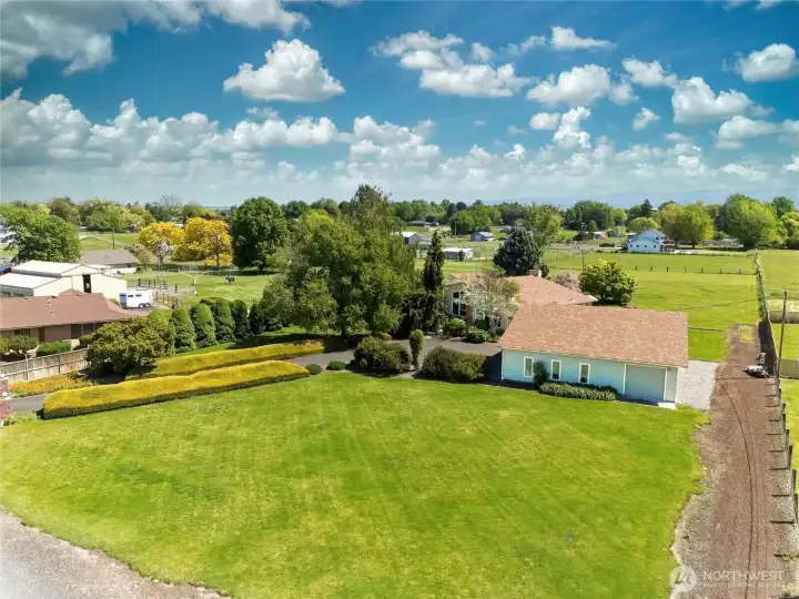Front/road facing portion of the property