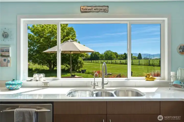 Views of the blue mountains from kitchen