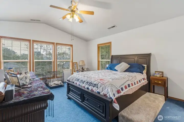 Primary Bedroom with vaulted ceiling