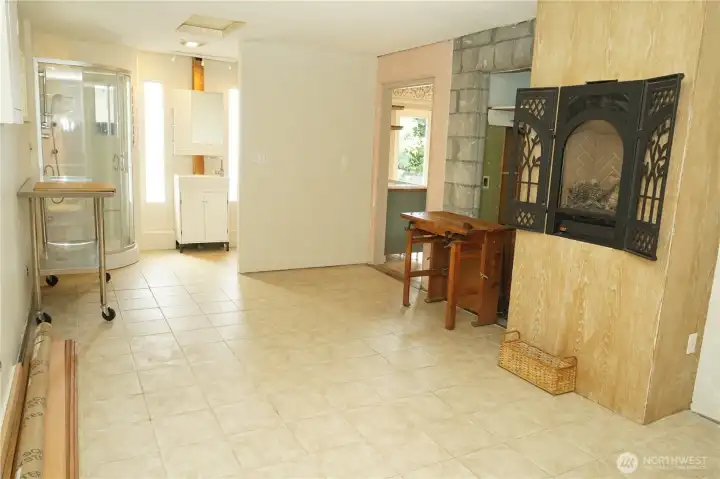 Main bedroom with an attached bathroom, gas heat fireplace.
