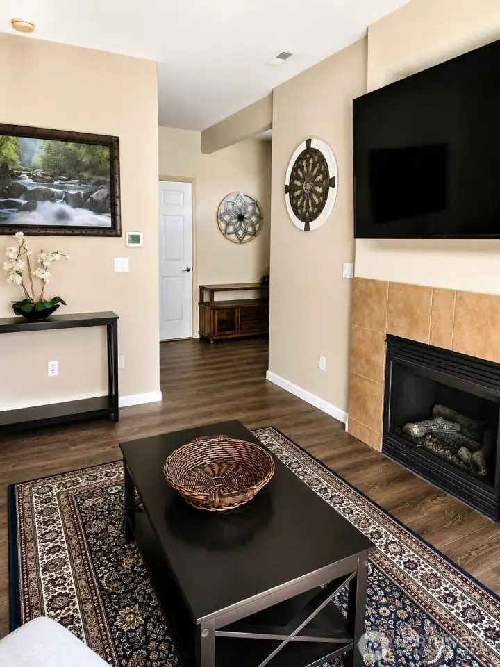 Garage door and entryway view from living area