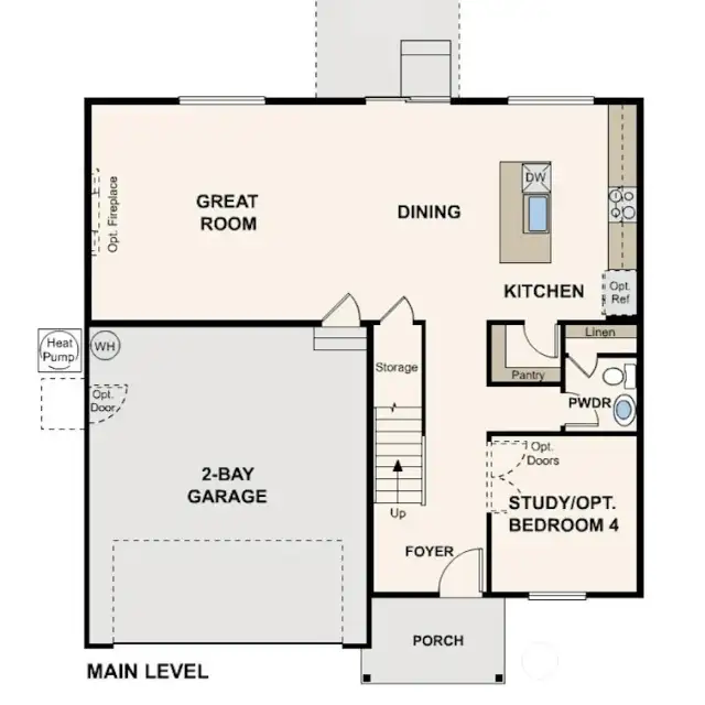 Disclaimer – Main Floor – Marketing rendering of floor plan, illustrative purposes only – may vary per location.