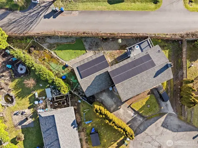 Overview showing solar panels and alley