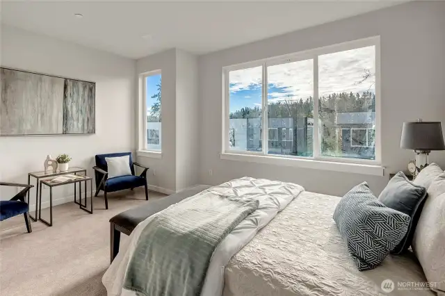 Primary bedroom, big windows for extra natural light (model home lot 24)