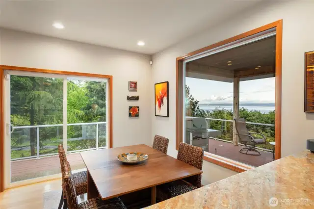 Breakfast area with direct access to side deck.