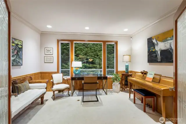 A set of leaded Glass doors lead to the Study.