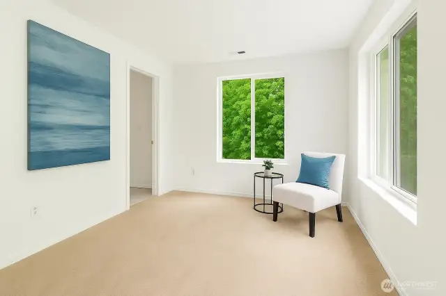 Primary lounge space leading to en suite
