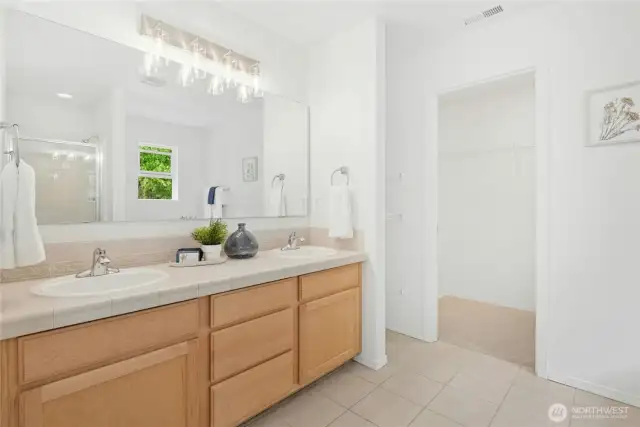 Primary bathroom with separate shower and soaking tub
