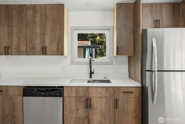 Brand new cabinets and stainless-steel appliances