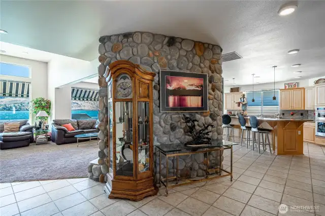 Custom 3 sided fireplace w/ 3 tv’s.