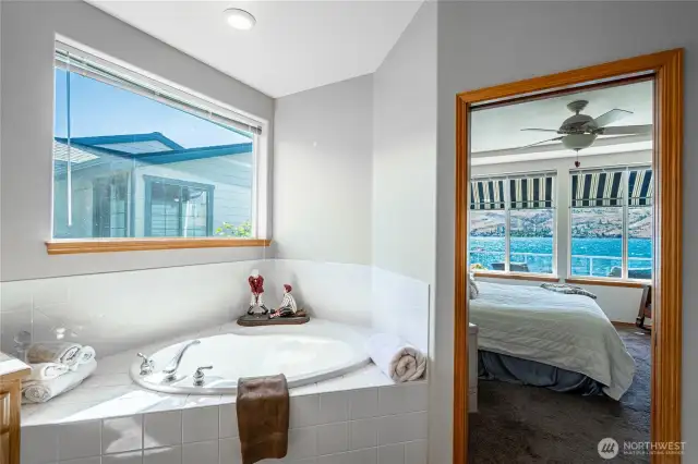 Soaking tub in master bath.