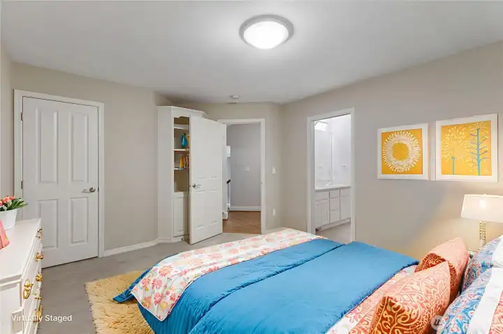Fourth bedroom features a window seat, built-in display shelves, good size closet and access to Jack and Jill bathroom.
