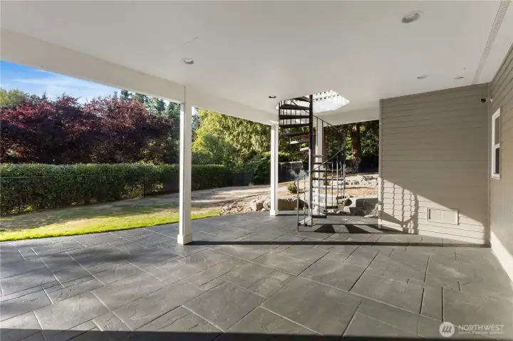 View of the covered patio located off the rec room.