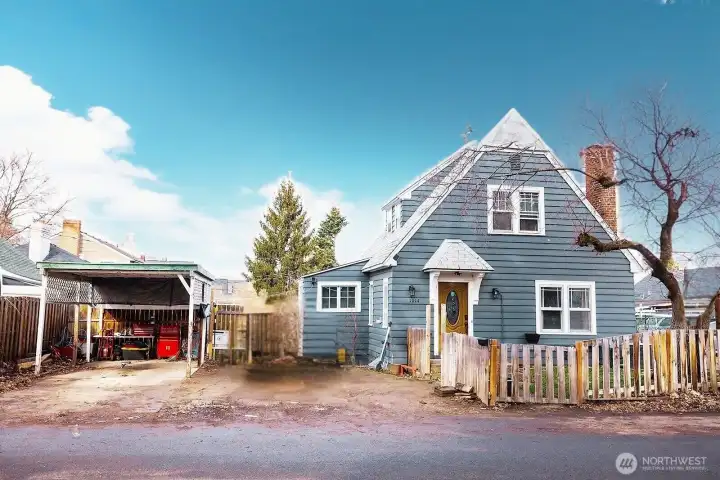 Front view with Parking and carport