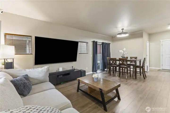 Front door view of living room & dining room