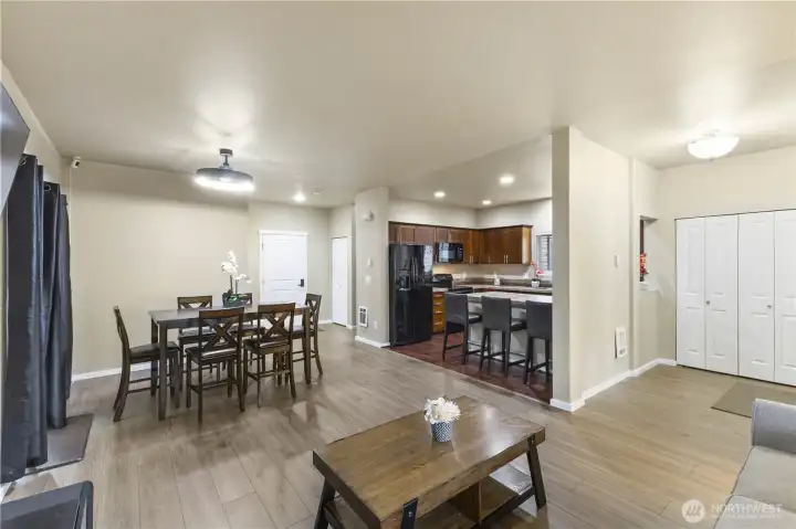Dining room and kitchen view from living room