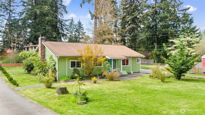 Separate driveway off the side road.