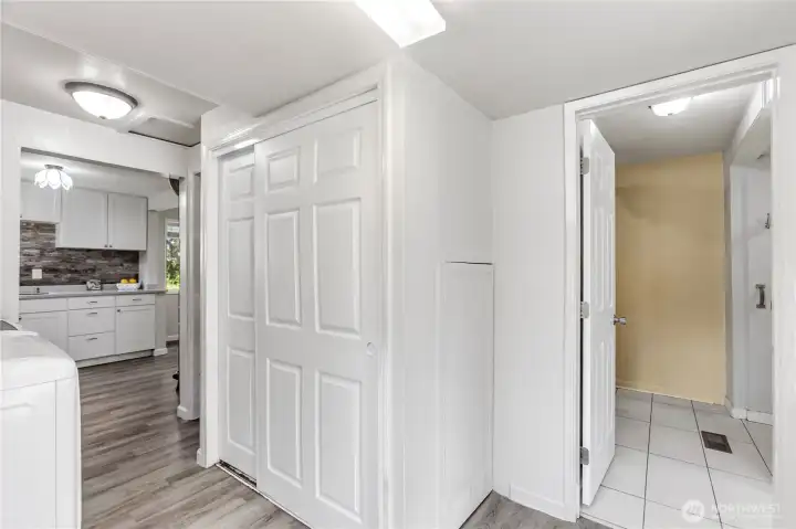 This connects to one of the home’s two bathrooms and is situated just off a bedroom.