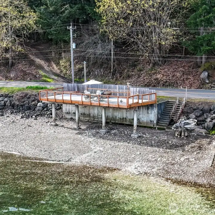 Overhead of the deck and lot across North Shore