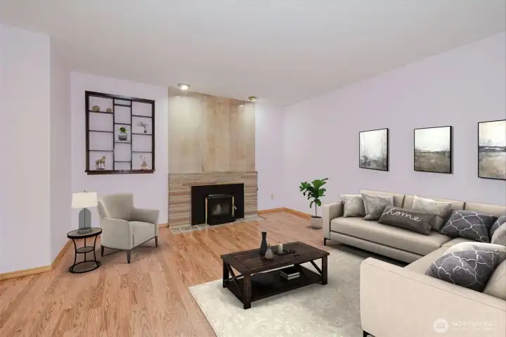 Living room virtually staged