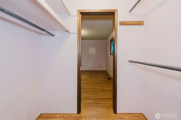 Primary closet off of primary bathYour