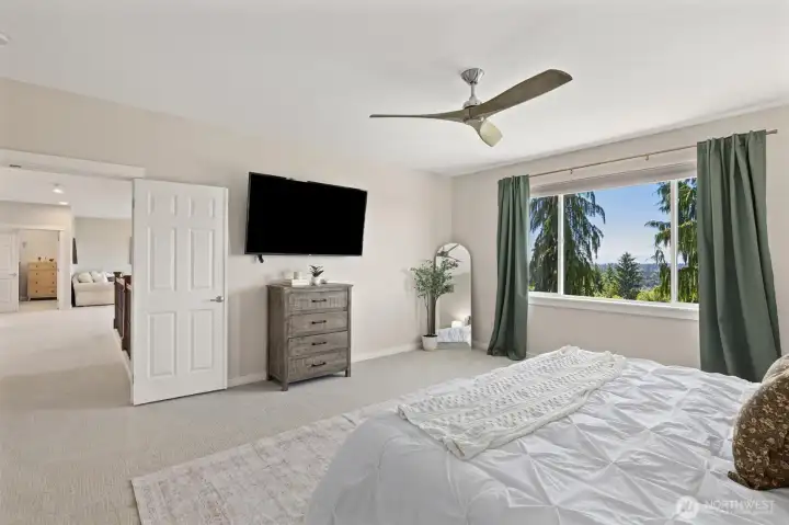 The primary is on the opposite side of the floor on this perfect floor plan, no shared walls with other bedrooms!