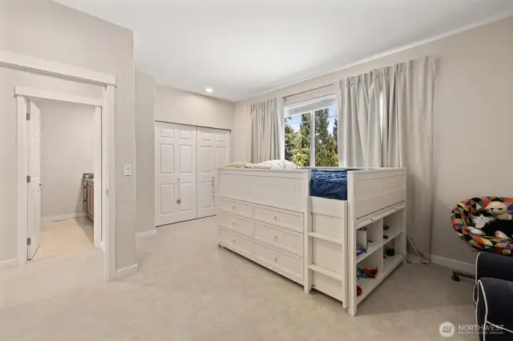 Bedroom 2 upstairs with dual closets