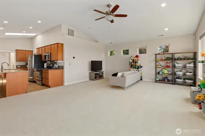 The full apartment has a large kitchen and huge living room!
