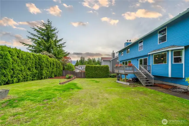 The fully fenced level back yard offers plenty of privacy.