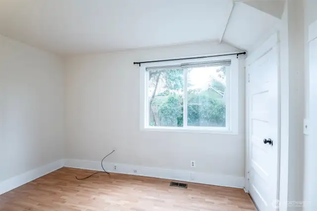 1st bedroom downstairs with a walk-in closet and access to the basement