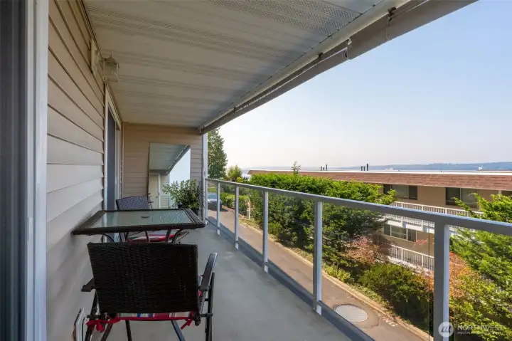 25 ft covered deck extends the width of the home.